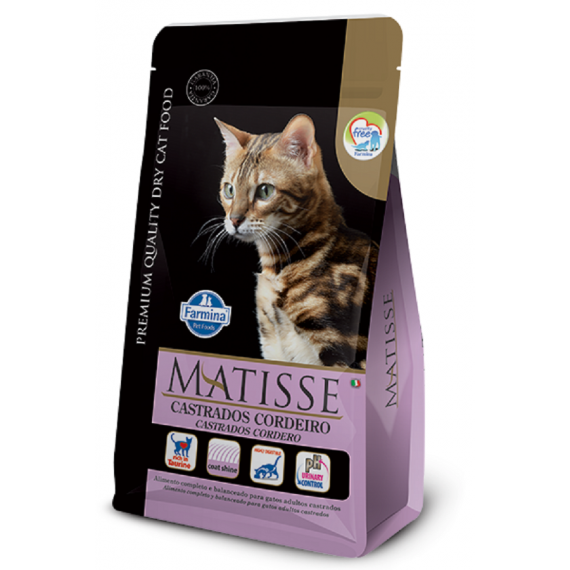 Ração Farmina Matisse Gatos Adultos Castrados Sabor Cordeiro - 7,5 Kg