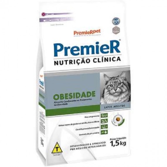 Ração Medicamentosa Premier Super Premium Nutrição Clínica Obesidade para Gatos Adultos - 1,5 Kg