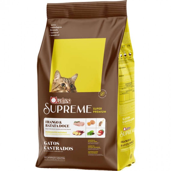 Ração Quatree Supreme Super Premium  para Gatos Castrados Sabor Frango e Batata Doce 