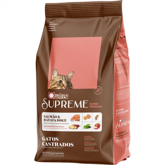 Ração Quatree Supreme Super Premium  para Gatos Castrados Sabor Salmão e Batata Doce 