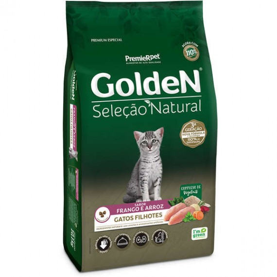 Ração Golden Seleção Natural Premium Especial para Gatos Filhotes Sabor Frango & Arroz