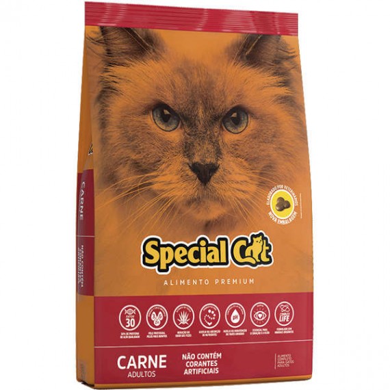  Ração Special Cat Premium para Gatos Adultos Sabor Carne - 10,1 Kg