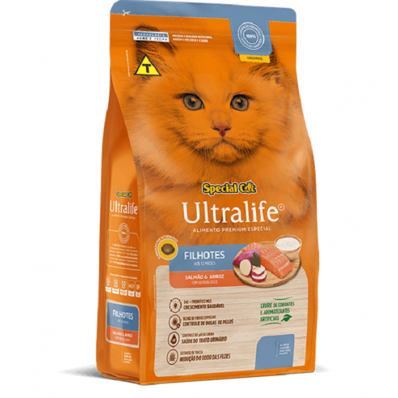  Ração Special Cat Ultralife Premium Especial  para Gatos Filhotes sabor Salmão e Arroz - 3 Kg