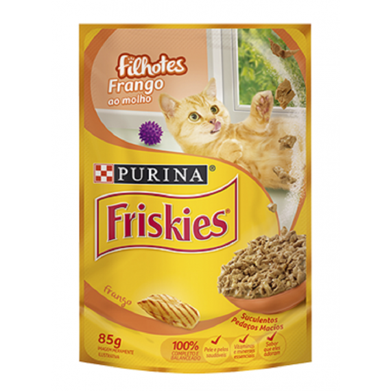 Ração Úmida Friskies Sachê Sabor Frango ao Molho para Gatos Filhotes