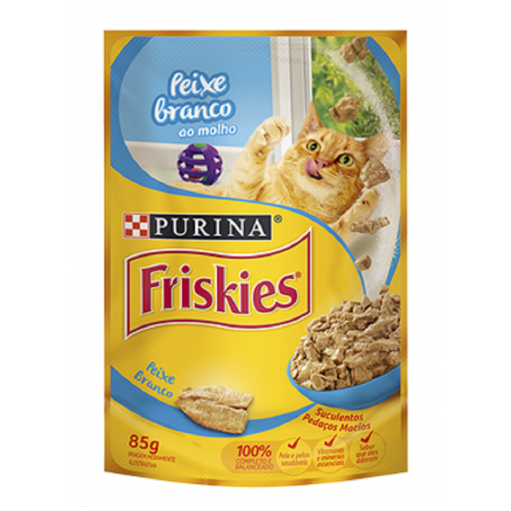 Ração Úmida Friskies Sachê Sabor Peixe Branco ao Molho para Gatos