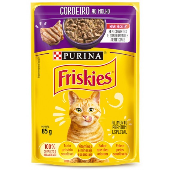 Ração Úmida Friskies Sachê Sabor Cordeiro ao Molho para Gatos
