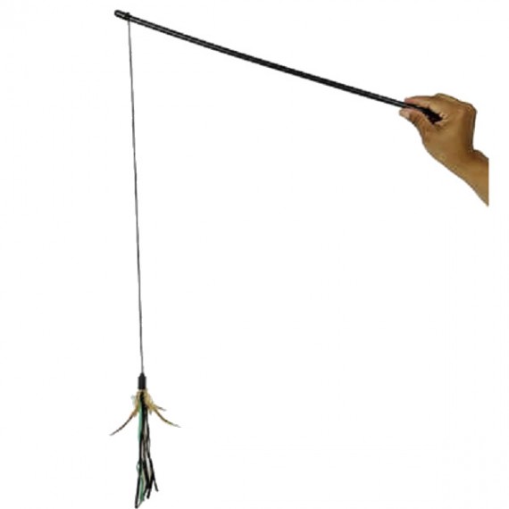 Brinquedo The Pets Brasil Varinha Penacho com Cabo Emborrachado tipo Vara de Pescar