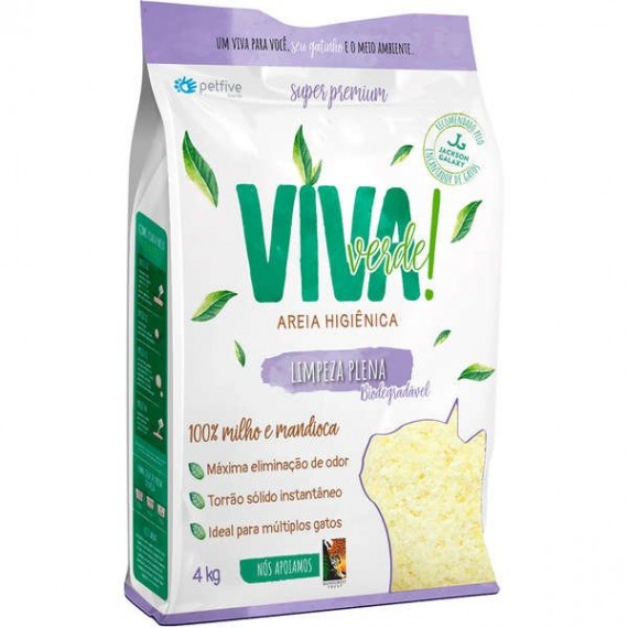 Areia Higiênica Viva Verde Limpeza Plena Super Premium da Petfive - 4 Kg