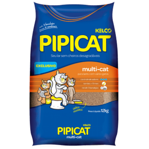 Areia Sanitária da Kelco Pipicat Multicat - 12 Kg