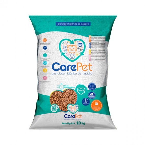 Granulado Higiênico de Madeira Care Pet para Gatos - 10Kg