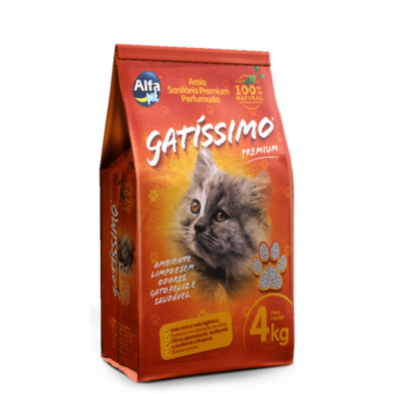 Areia Sanitária Gatíssimo Premium Perfumada da Alfa Pet - 4 Kg