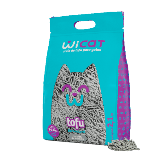 Granulado Higiênico WiCat Tofu Carvão Bambu para Gatos - 2,1kg