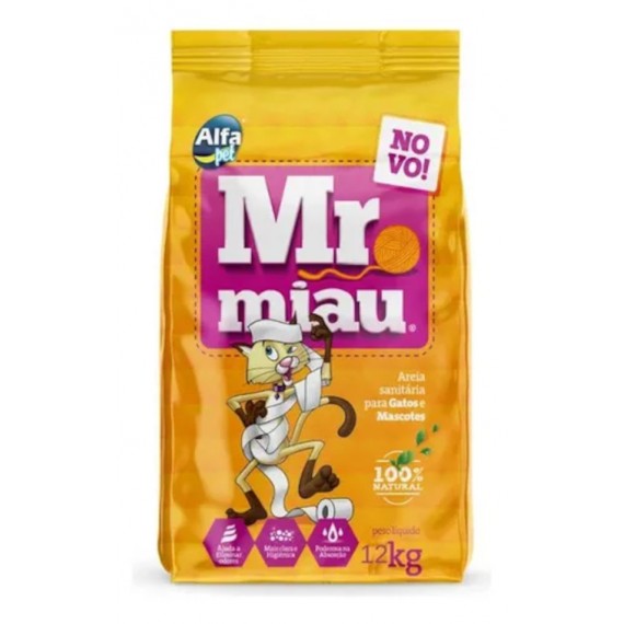 Areia Higiênica Mr Miau para Gatos - 12 Kg
