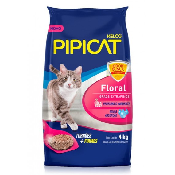 Granulado Sanitária Pipicat Floral Grãos Extrafinos da Kelco - 12 Kg