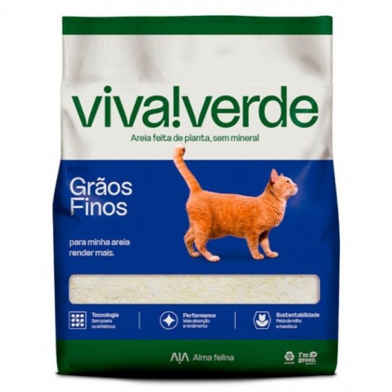 Areia Higiênica Viva Verde Grãos Finos da Petfive para Gatos - 4 Kg