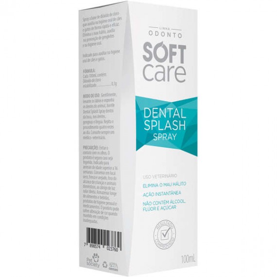 Antisséptico Bucal Soft CARE Dental Splash em Spray da Pet Society para Cães e Gatos - 100 ml