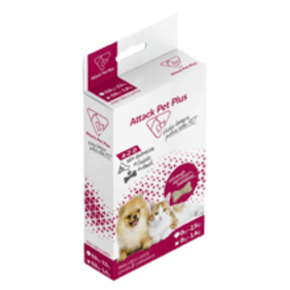 Antipulgas, carrapatos e ácaros Attack Pet Plus da Agronese para Cães até 2,5 e Gatos até 1,4 Kg - 2 Comprimidos