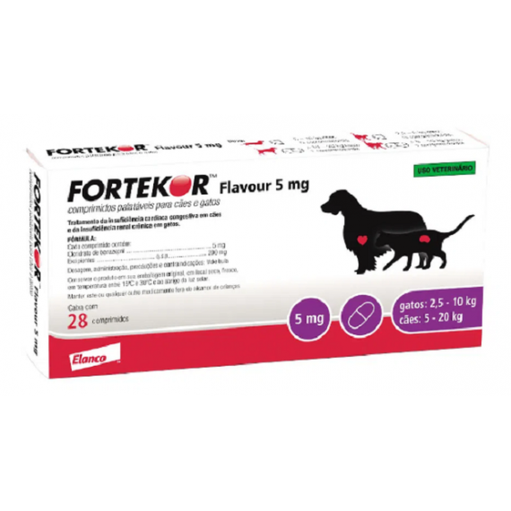 Fortekor Flavour para Insuficiência Cardíaca e Renal da Elanco - 5 mg