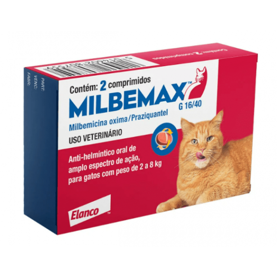 Vermífugo Milbemax para Gatos até 2 a 8 Kg da Elanco - 2 comprimidos