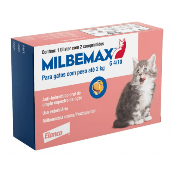 Vermífugo Milbemax para Gatos até 2 Kg da Elanco - 2 comprimidos